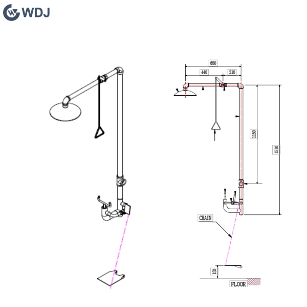Marine Shipyard Wall mounted lab Emergency Safety shower with eye wash