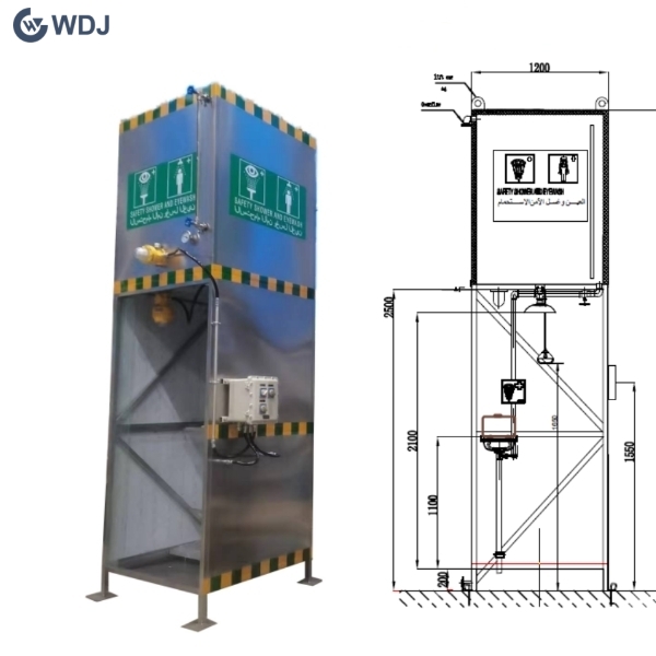 Emergency Safety Shower Eyewash Station with 1500L Water Tank and Alarm