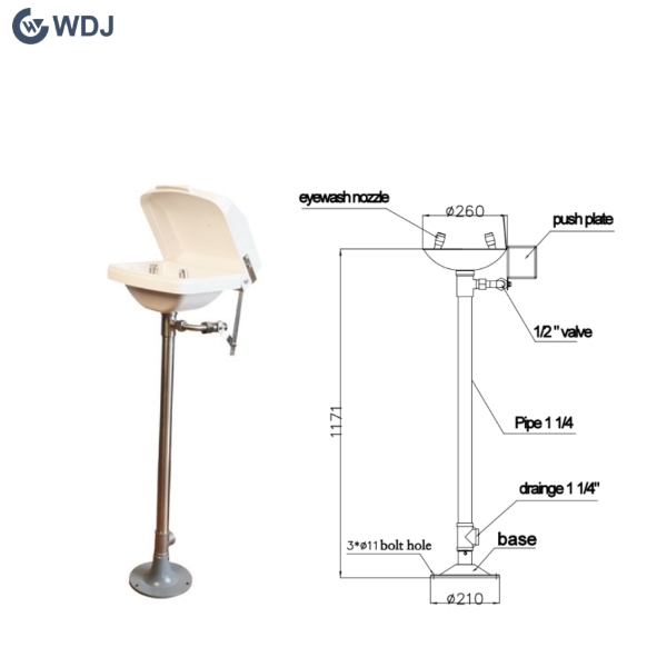 Pedestal Mounted Stainless steel Emergency Eye Wash Station with PVC Basin