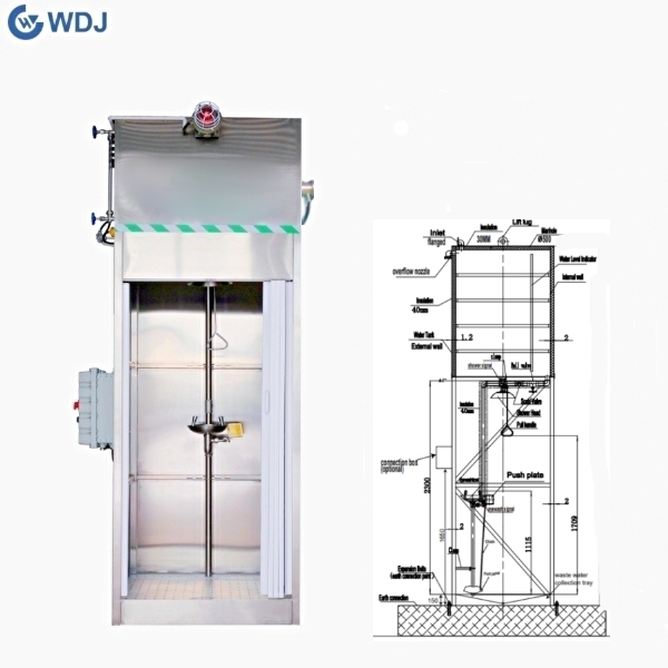 Outdoor 350L Tank Gravity Fed Immersion Heated Safety shower 