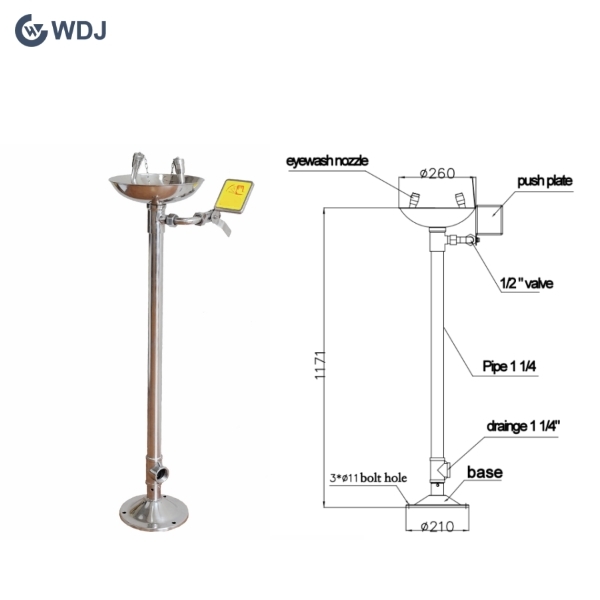 Pedestal Mounted Stainless steel 316 Emergency Eye Wash Station 